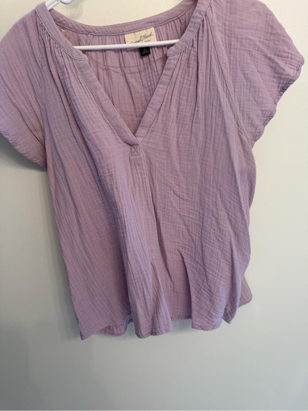 Universal Thread Soft Lilac Cotton Gauze V-Neck Blouse Size Medium - Picture 2 of 5
